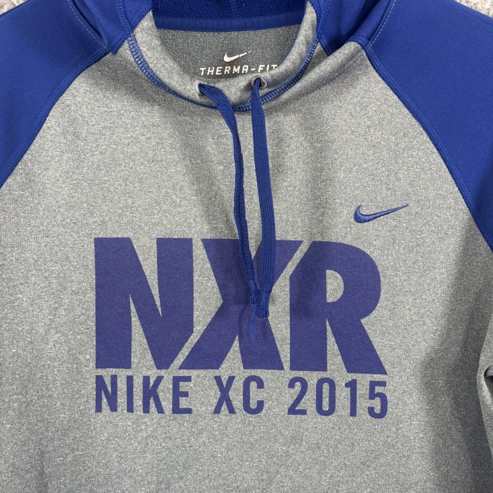 Nike‎ Therma-FIT NXR Nike XC 2015 Hoodie Mens Medium Grey Blue Pullover